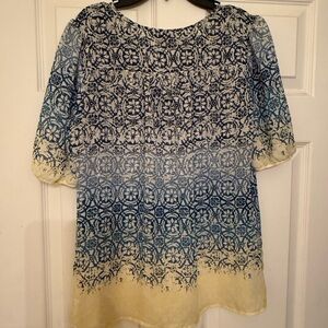 Elegant Blue and Cream Women's Dress